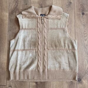 Studio Originals Knit & Faux Suede Zip Vest Beige Size XL